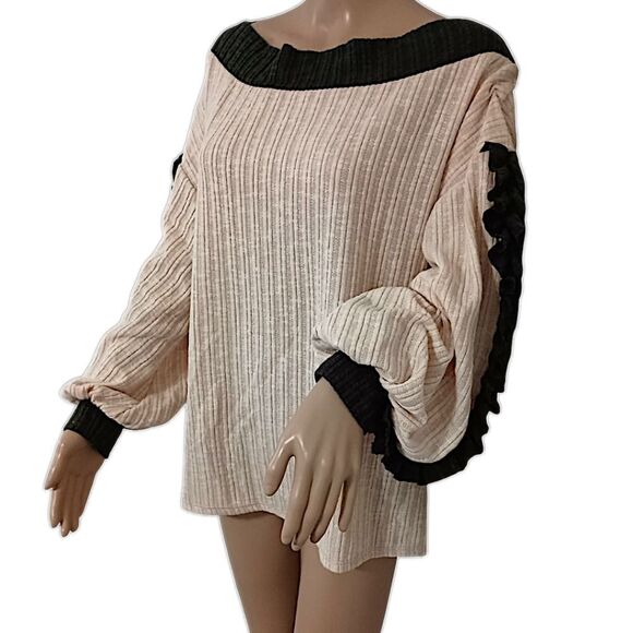 Blue Buttercup Oversized Chenille Top S Relaxed Coquette Romantic Balloon Sleeve - Picture 5 of 16